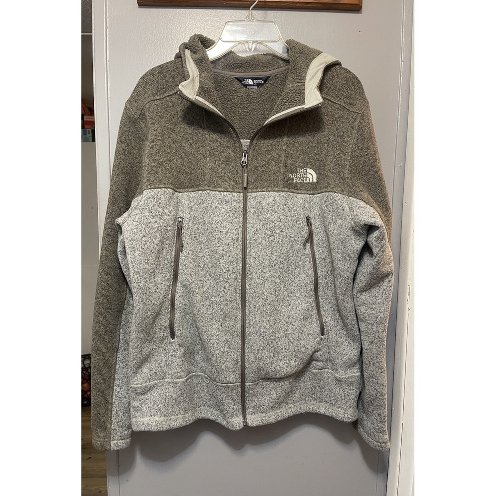 The North Face Gordon Lyons Hoodie Mens Large Brown Gray Full Zip Long Sleeve